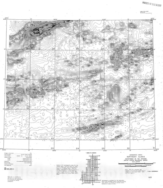 Map : Aeromagnetic survey, Tanana quadrangle, northeast Alaska, 1973 Cartography Wall Art :