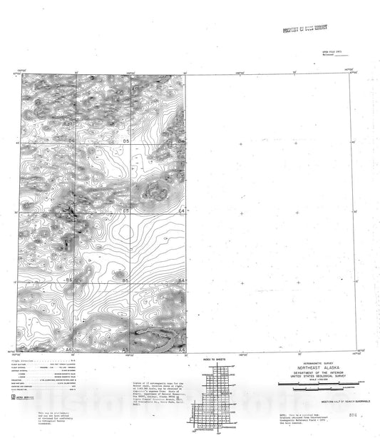 Map : Aeromagnetic survey, western part of Beaver quadrangle, northeast Alaska, 1973 Cartography Wall Art :