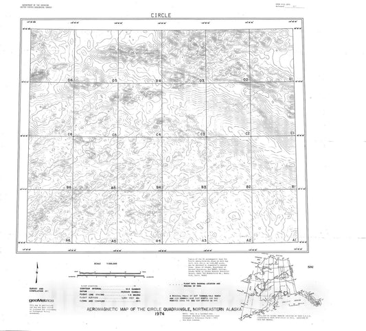 Map : Aeromagnetic map of the Circle quadrangle, northeastern Alaska, 1974 Cartography Wall Art :
