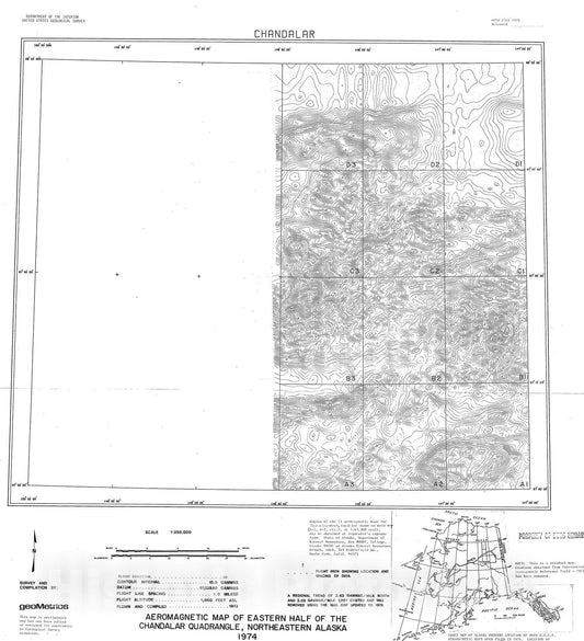 Map : Aeromagnetic map of eastern half of the Chandalar quadrangle, northeastern Alaska, 1974 Cartography Wall Art :