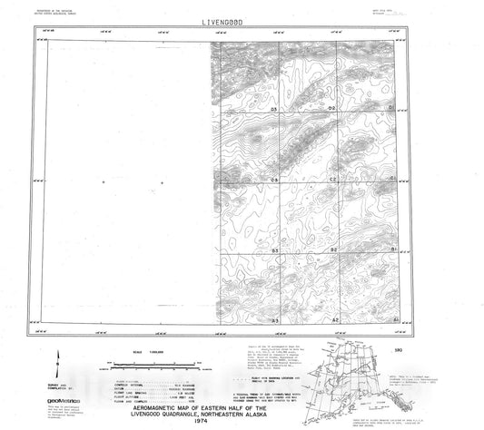 Map : Aeromagnetic map of eastern half of the Livengood quadrangle, northeastern Alaska, 1974 Cartography Wall Art :