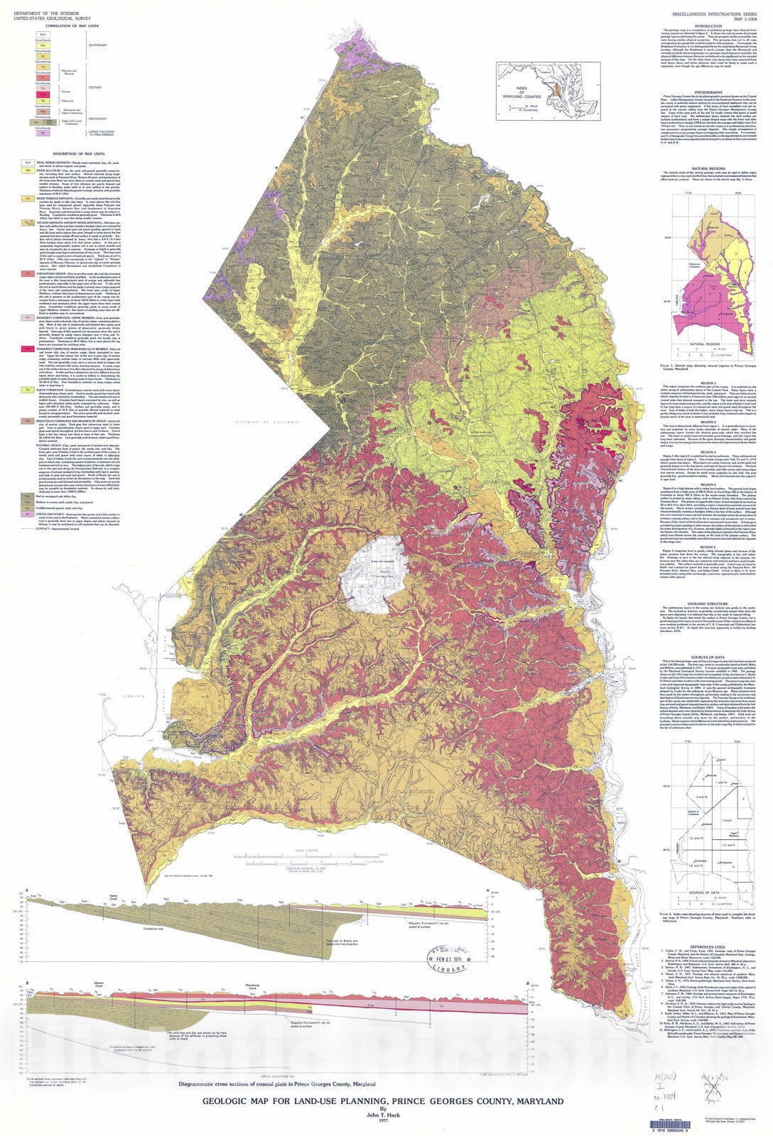 Map : Geologic map for land-use planning, Prince Georges County, Maryland, 1977 Cartography Wall Art :