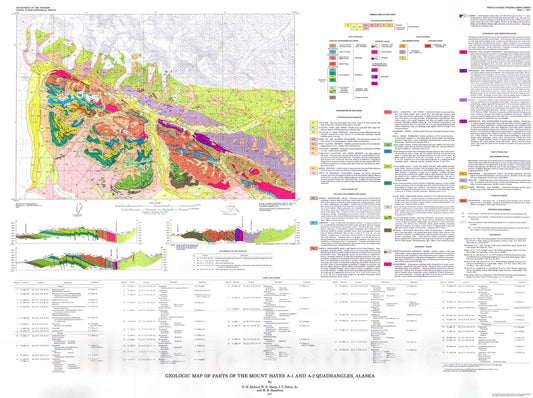 Map : Geologic map of parts of the Mount Hayes A-1 and A-2 quadrangles, Alaska, 1977 Cartography Wall Art :