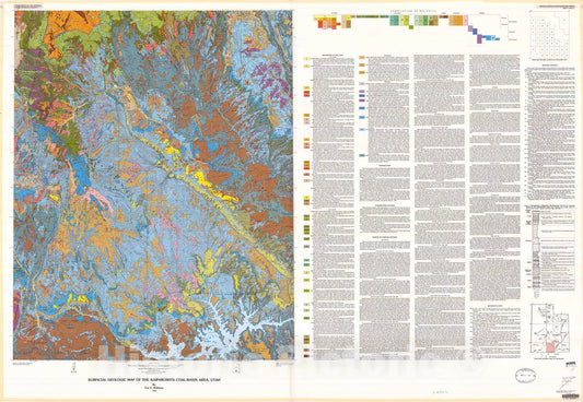 Map : Surficial geologic map of the Kaiparowits coal-basin area, Utah, 1985 Cartography Wall Art :