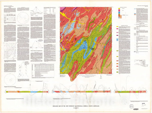 Map : Geologic map of the New Windsor quadrangle, Carroll County, Maryland, 1978 Cartography Wall Art :