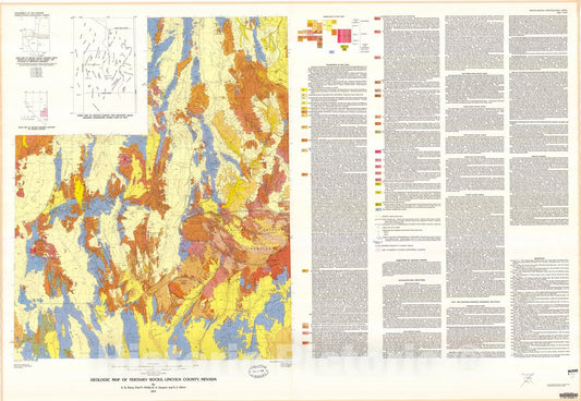 Map : Geologic map of Tertiary rocks, Lincoln County, Nevada, 1977 Cartography Wall Art :
