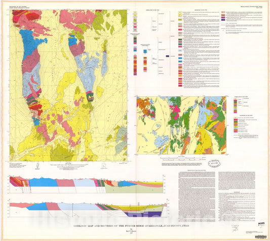 Map : Geologic map and sections of the Furner Ridge quadrangle, Juab County, Utah, 1977 Cartography Wall Art :