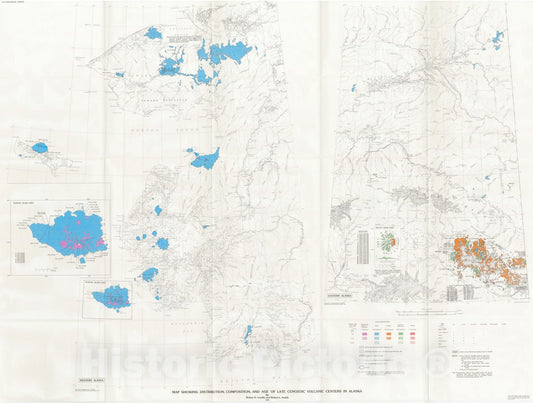Map : Map showing distribution, composition, and age of late Cenozoic volcanic centers in Alaska, 1986 Cartography Wall Art :