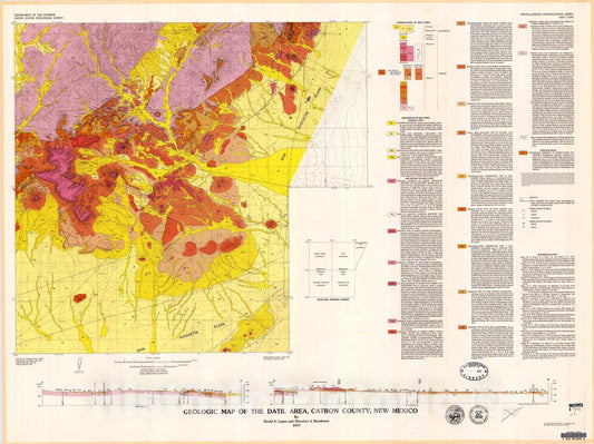 Map : Geologic map of the Datil area, Catron County, New Mexico, 1979 Cartography Wall Art :