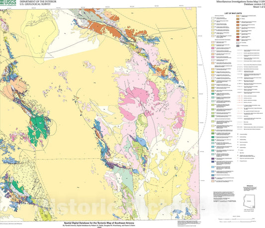Map : Tectonic map of southeast Arizona, 1980 Cartography Wall Art :