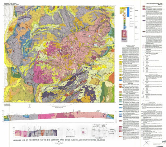 Map : Geologic map of the central part of the northern Park Range, Jackson and Routt Counties, Colorado, 1980 Cartography Wall Art :
