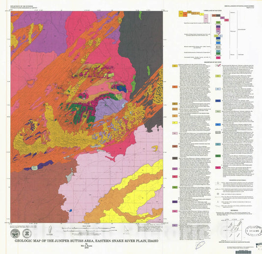 Map : Geologic map of the Juniper Buttes area, eastern Snake River Plain, Idaho, 1979 Cartography Wall Art :
