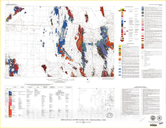 Map : Geologic map of the Tooele one degree by two degrees quadrangle, Utah, one979 Cartography Wall Art :