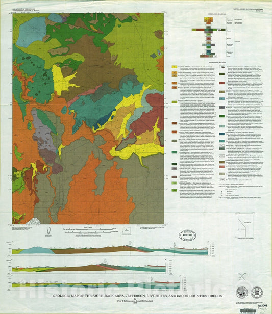 Map : Geologic map of the Smith Rock area, Jefferson, Deschutes, and Crook Counties, Oregon, 1979 Cartography Wall Art :