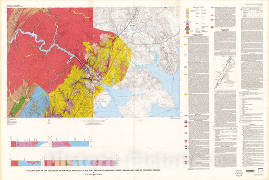 Map : Geologic map of the Occoquan quadrangle and part of the Fort Belvoir quadrangle, Prince William and Fairfax Counties, Virginia, 1981 Cartography Wall Art :