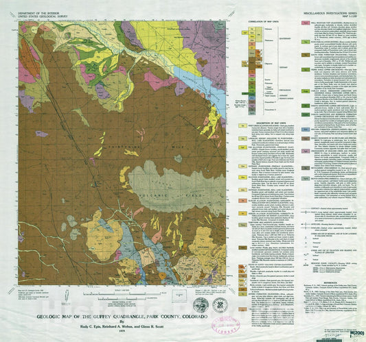 Map : Geologic map of the Guffey quadrangle, Park County, Colorado, 1979 Cartography Wall Art :