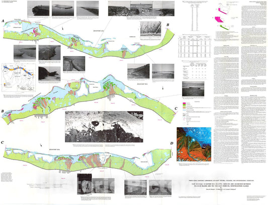 Map : Map showing Beaufort Sea coastal erosion and accretion between Flaxman Island and the Canadian border, northeastern Alaska, 1992 Cartography Wall Art :
