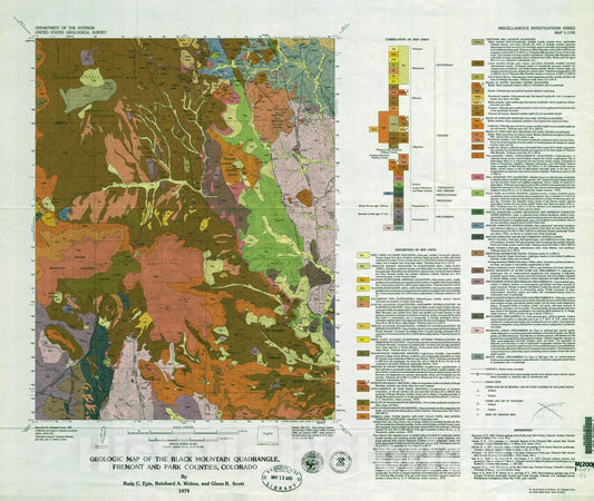 Map : Geologic map of the Black Mountain quadrangle, Fremont and Park Counties, Colorado, 1979 Cartography Wall Art :