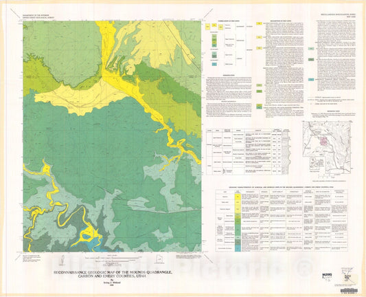 Map : Reconnaissance geologic map of the Mounds quadrangle, Carbon and Emery Counties, Utah, 1980 Cartography Wall Art :