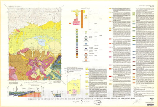 Map : Geologic map of the southern part of the Lower Red Rock quadrangle, Beaverhead and Madison Counties, Montana, and Clark County, Idaho, 1980 Cartography Wall Art :