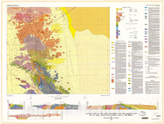 Map : Geologic map of the Steins quadrangle and the adjacent part of the Vanar quadrangle, Hidalgo County, New Mexico, 1980 Cartography Wall Art :