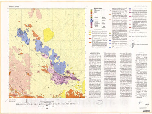 Map : Geologic map of the Gage SW quadrangle, Grant and Luna Counties, New Mexico, 1981 Cartography Wall Art :