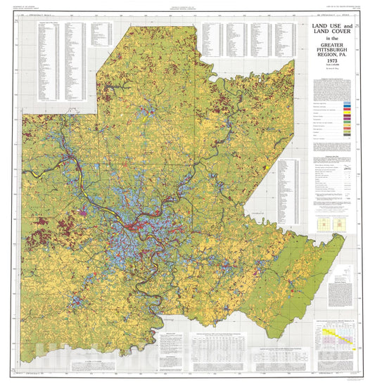 Map : Land use and land cover in the greater Pittsburgh region, 1973, 1980 Cartography Wall Art :