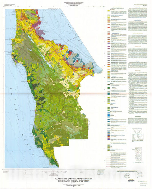 Map : Map showing land use and land cover in San Mateo County, California, 1992 Cartography Wall Art :