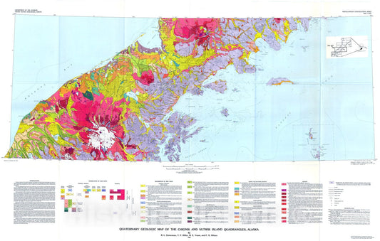 Map : Quaternary geologic map of the Chignik and Sutwik Island quadrangles, Alaska, 1981 Cartography Wall Art :