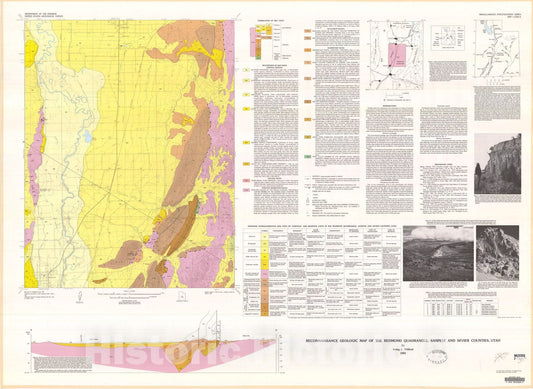 Map : Reconnaissance geologic map of the Redmond quadrangle, Sanpete and Sevier Counties, Utah, 1981 Cartography Wall Art :