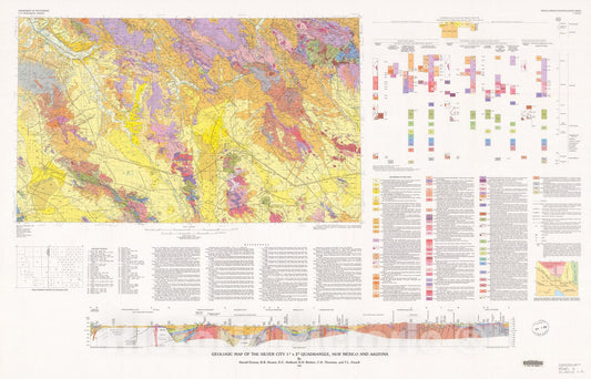 Map : Geologic map of the Silver City one degree x two degrees quadrangle, New Mexico and Arizona, one985 Cartography Wall Art :