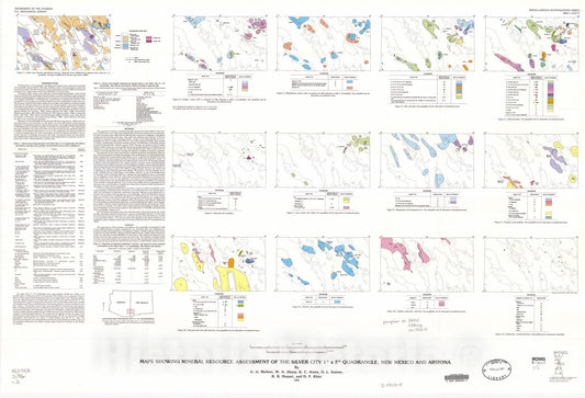 Map : Maps showing mineral resource assessment of the Silver City one degrees X two degrees quadrangle, New Mexico and Arizona, one986 Cartography Wall Art :