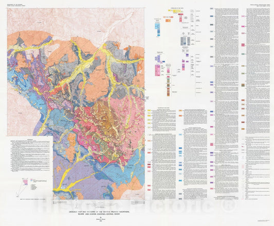 Map : Geologic map and sections of the central Pioneer Mountains, Blaine and Custer Counties, central Idaho, 1983 Cartography Wall Art :