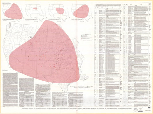Map : Map showing localities and inferred distributions of the Huckleberry Ridge, Mesa Falls, and Lava Creek ash beds, 1982 Cartography Wall Art :