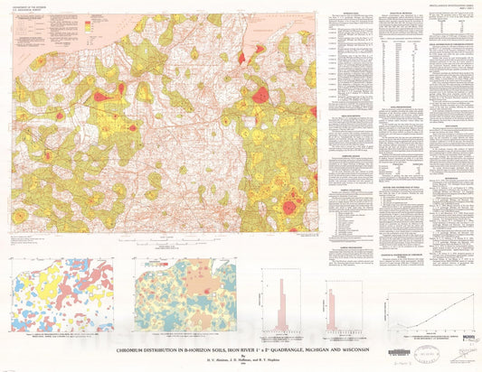 Map : Chromium distribution in B-horizon soils, Iron River one degree x two degrees quadrangle, Michigan and Wisconsin, one984 Cartography Wall Art :