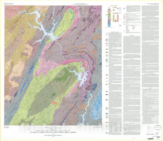 Map : Geologic and geophysical maps of south-central North Carolina, 1985 Cartography Wall Art :