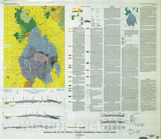Map : Geologic map of the Strevell 15-minute quadrangle, Cassia County, Idaho, 1982 Cartography Wall Art :