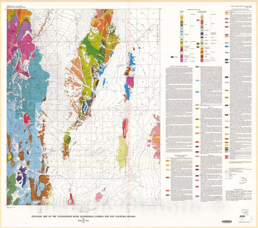 Map : Geologic map of the Cockalorum Wash quadrangle, Eureka and Nye Counties, Nevada, 1983 Cartography Wall Art :