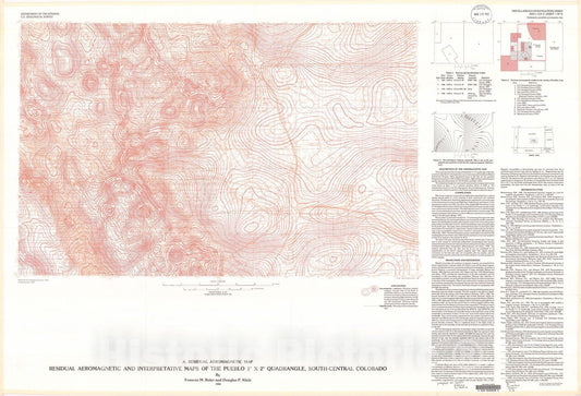 Map : Residual aeromagnetic and interpretative maps of the Pueblo one degree x two degrees quadrangle, south-central Colorado, one990 Cartography Wall Art :
