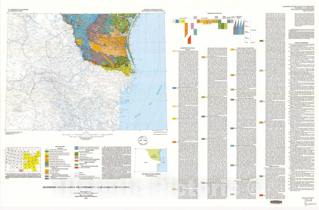 Map : Quaternary geologic map of the Monterrey four degrees x six degrees quadrangle, United States, 1993 Cartography Wall Art :