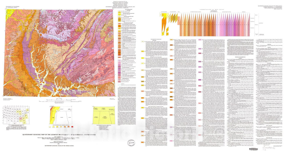 Map : Quaternary geologic map of the Lookout Mountain four degrees x six degrees quadrangle, United States, 1988 Cartography Wall Art :