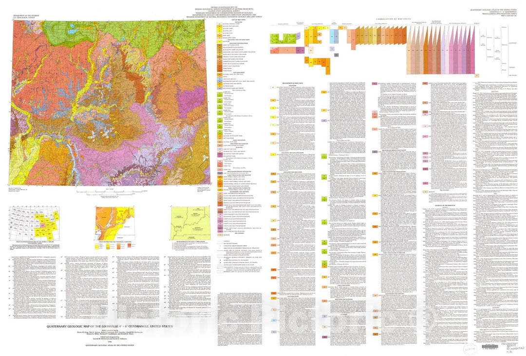 Map : Quaternary geologic map of the Louisville four degrees x six degrees quadrangle, United States, 1991 Cartography Wall Art :