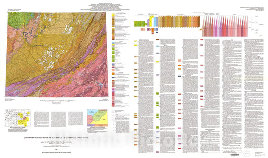 Map : Quaternary geologic map of the Blue Ridge four degrees x six degrees quadrangle, United States, 1991 Cartography Wall Art :