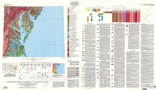Map : Quaternary geologic map of the Chesapeake Bay four degrees x six degrees quadrangle, United States, 1987 Cartography Wall Art :