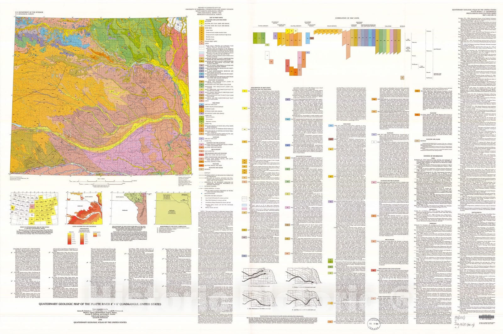 Map : Quaternary geologic map of the Platte River four degrees x six degrees quadrangle, United States, 199four Cartography Wall Art :