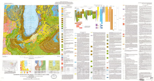 Map : Quaternary geologic map of the Chicago four degrees x six degrees quadrangle, United States, 1983 Cartography Wall Art :