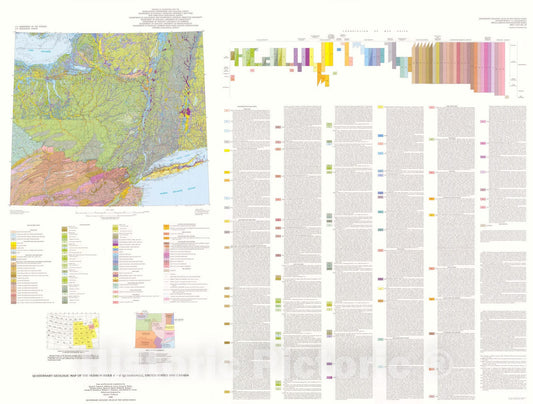 Map : Quaternary geologic map of the Hudson River four degrees x six degrees quadrangle, United States and Canada, 1992 Cartography Wall Art :