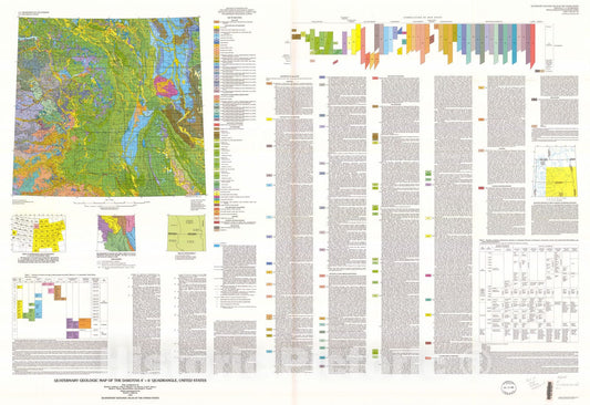Map : Quaternary geologic map of the Dakotas four degrees x six degrees quadrangle, United States, 1995 Cartography Wall Art :