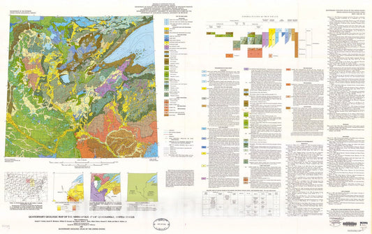 Map : Quaternary geologic map of the Minneapolis four degrees x six degrees quadrangle, United States, 1983 Cartography Wall Art :