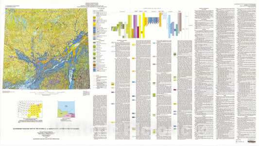Map : Quaternary geologic map of the Ottawa four degrees x six degrees quadrangle, United States and Canada, 1993 Cartography Wall Art :